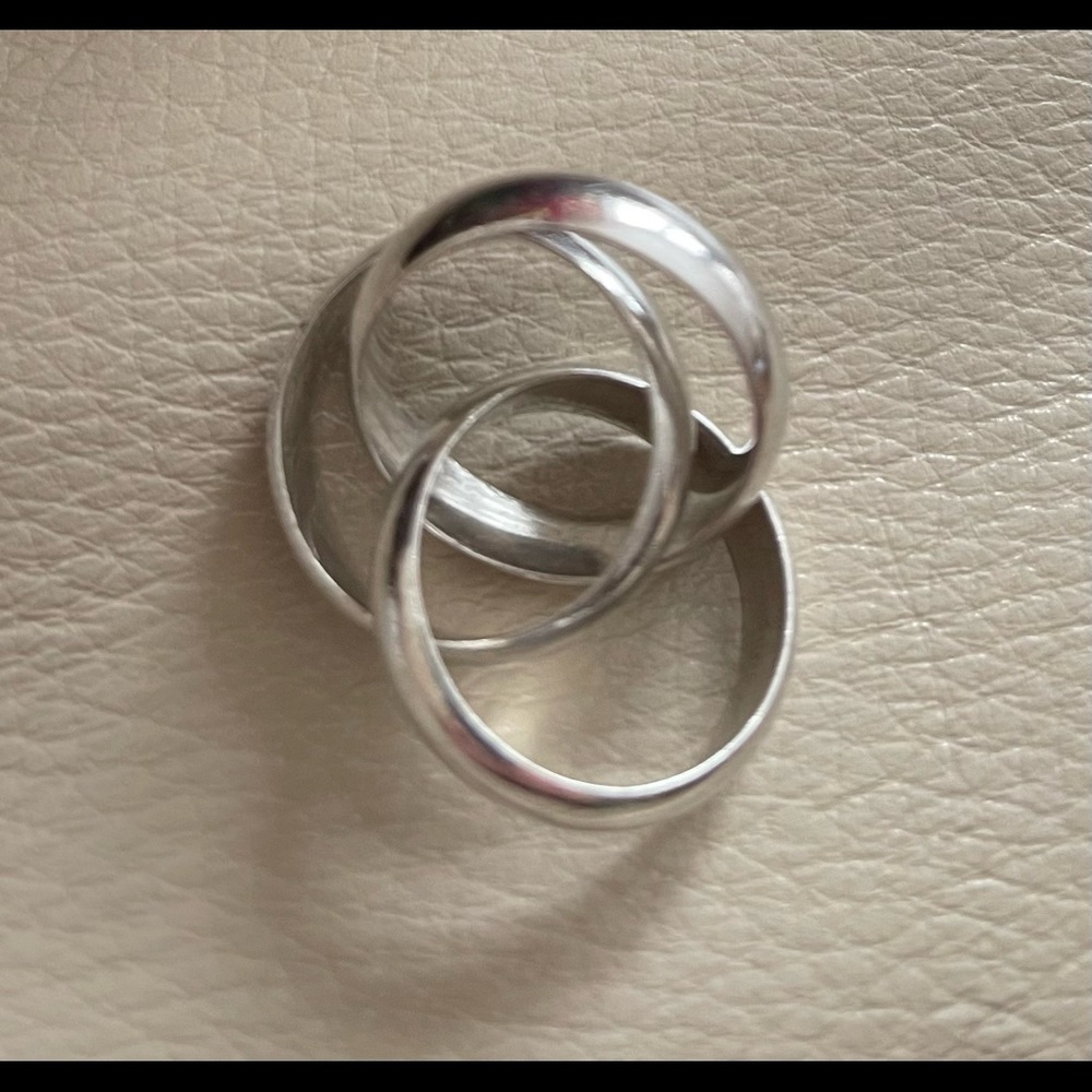 Sterling Silver 925, Rolling Ring, Interlocking R… - image 5